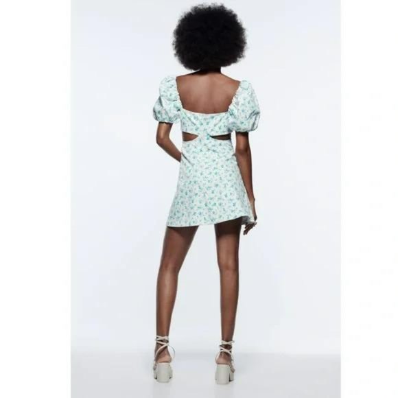 ZARA FLORAL CUT OUT DRESS - Picture 9 of 13